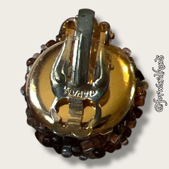 Antique Japan Non-Pierced Seed Bead Clip Earrings - Picture 4 of 10